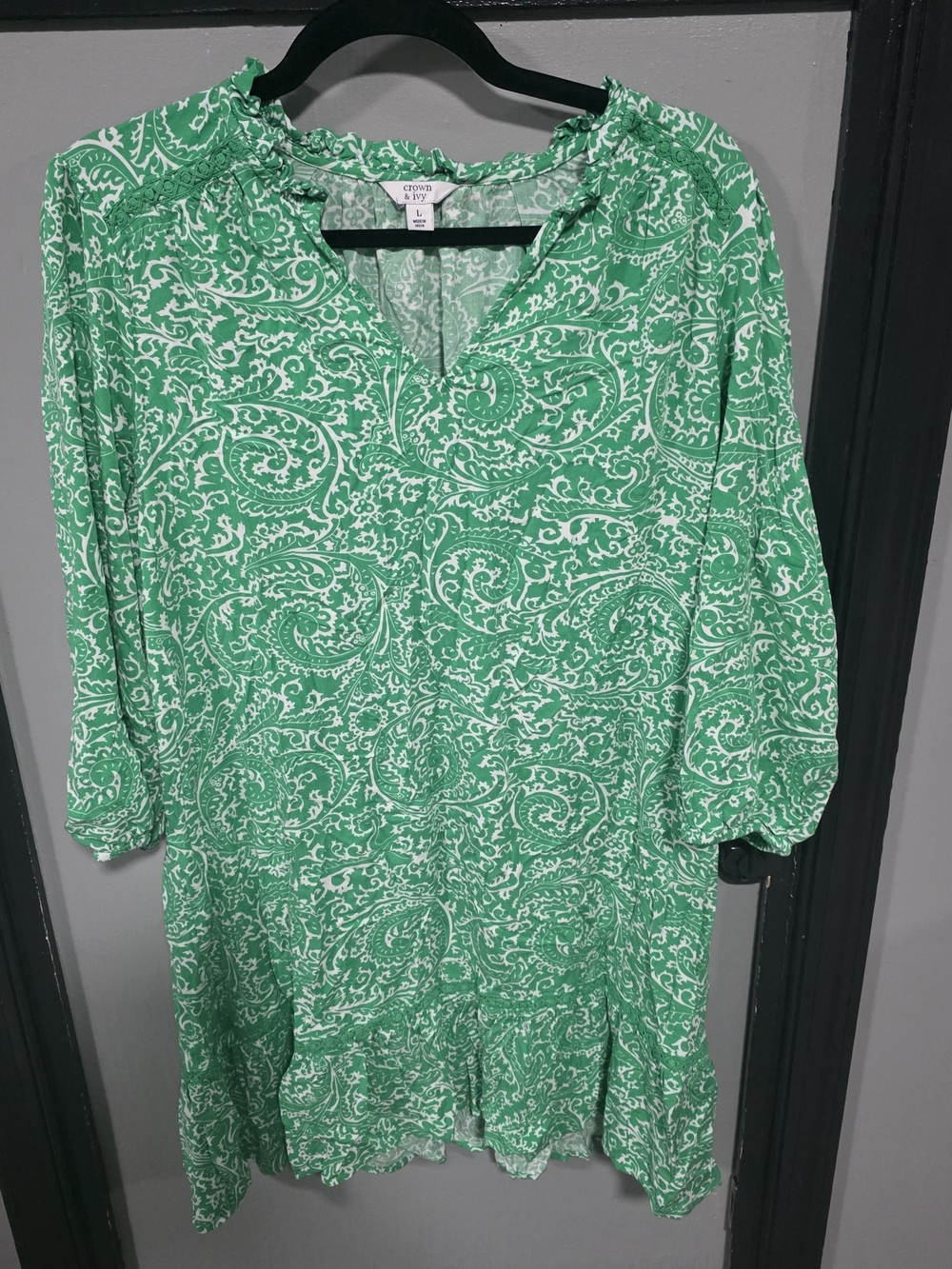 Green Paisley Women's Dress by Crown & Ivy